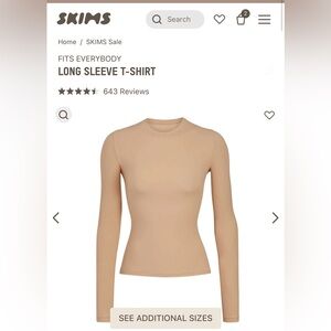 SKIMS FITS EVERYBODY SIZE SMALL IN CLAY LONG SLEEVE TSHIRT NEW WITHOUT TAGS